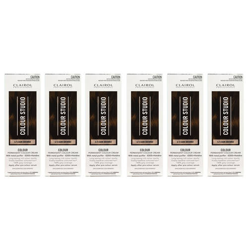 6PK Clairol Professional Permanent Hair Colour Cream 4/0 Dark Brownie Dye