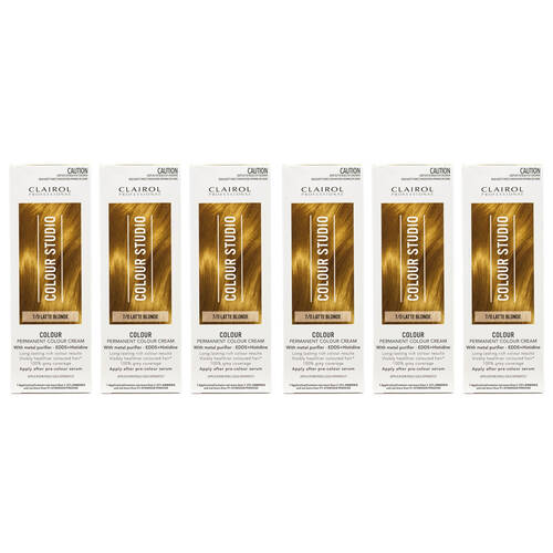 6PK Clairol Professional Permanent Hair Colour Cream 7/0 Latte Blonde Dye