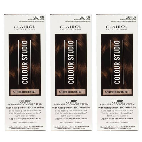 3PK Clairol Professional Permanent Hair Colour Cream 5/1 Frosted Chestnut Dye