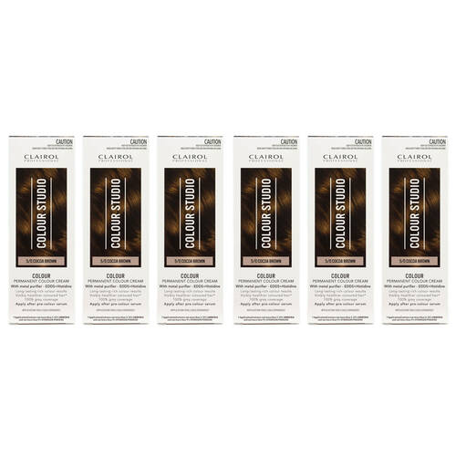6PK Clairol Professional Permanent Hair Colour Cream 5/0 Cocoa Brown Dye