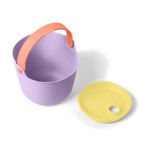 2pc Quut Bucki Bucket And Sand Sifter Outdoor Childrens Play Toy Purple/Yellow