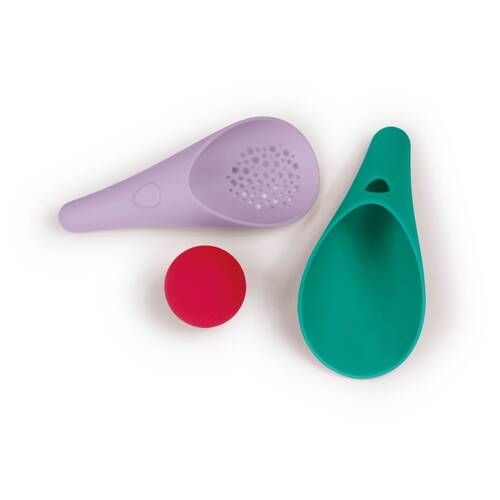 3pc Quut Cuppi Shovel Sifter & Ball Beach Childrens Toy Purple/Green 10M+