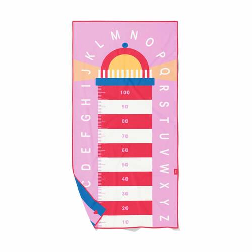 Quut Medium Microfibre Childrens Towel & Game in 1 Lighthouse Cherry 140x70cm