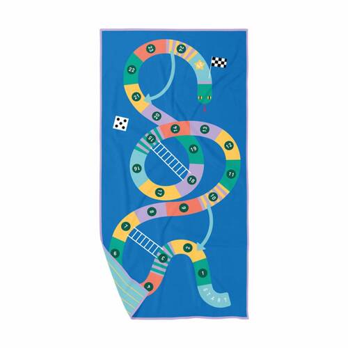 Quut Medium Microfibre Childrens Towel & Game in 1 Snakes and Ladders 140x70cm