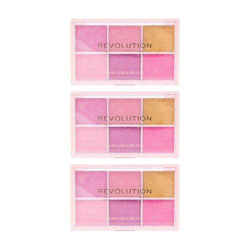 3PK Revolution 0.7g Mini Colour Reloaded Eye Shadow Palette Heartbreaker Pink