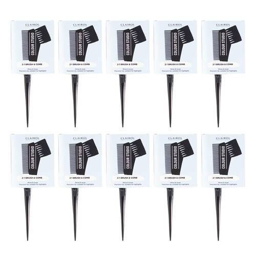 10PK Clairol Professional Colour Studio 2-1 Hair Styling Brush Comb Black