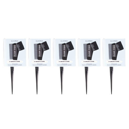 5PK Clairol Professional Colour Studio 2-1 Hair Styling Brush Comb Black