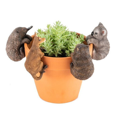 4x Aussie Animal Pot Planter Sitter Ornament Decor - Assorted