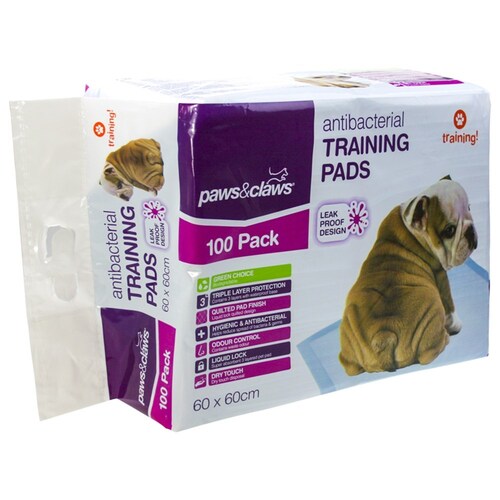 100PK Paws & Claws 60x60cm Anti bacterial Pet/Dog Training Pads