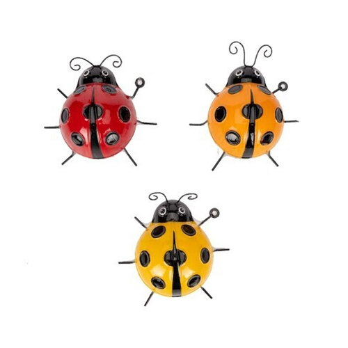 3x Hanging Ladybug w/ Hook Medium Garden Decor - Assorted
