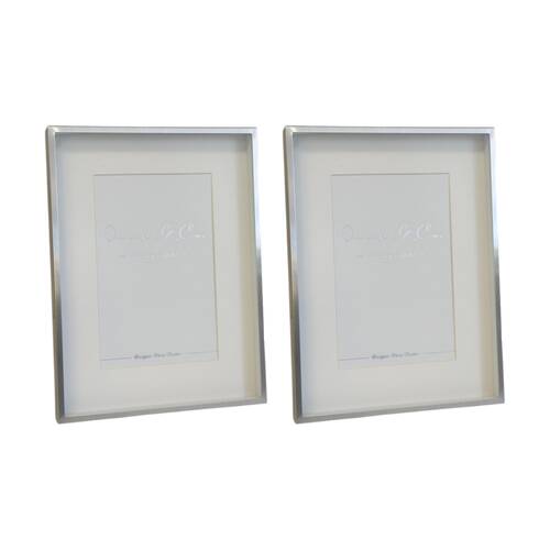 2PK SS Collective Silver Chrome Stately Shadow Box Rectangle Photo Frame 4x6