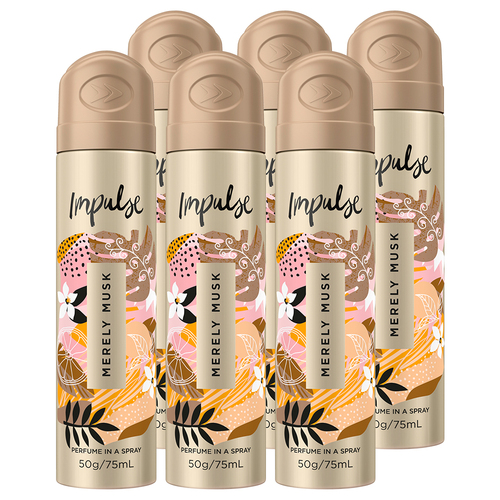 6x Impulse 75ml Body Fragrance Merely Musk