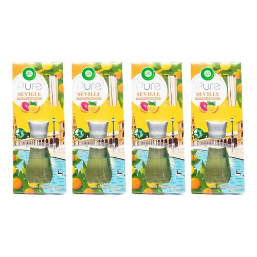 4PK Air Wick Pure Seville 30ml Reed Diffuser w/ Sticks Orange & Grapefruit