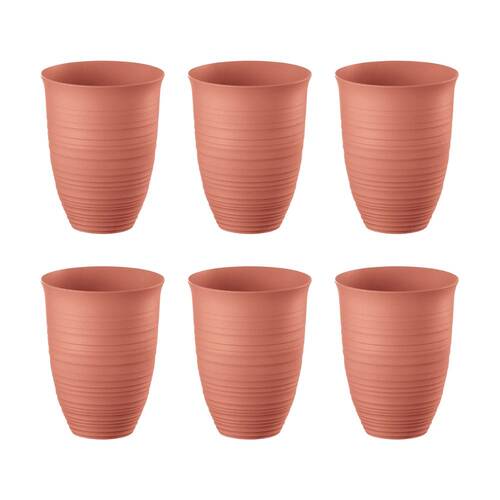 6PK Guzzini Earth Tierra Plastic Tall Tumbler Drink Cup 520ml 12.4cm Terracotta