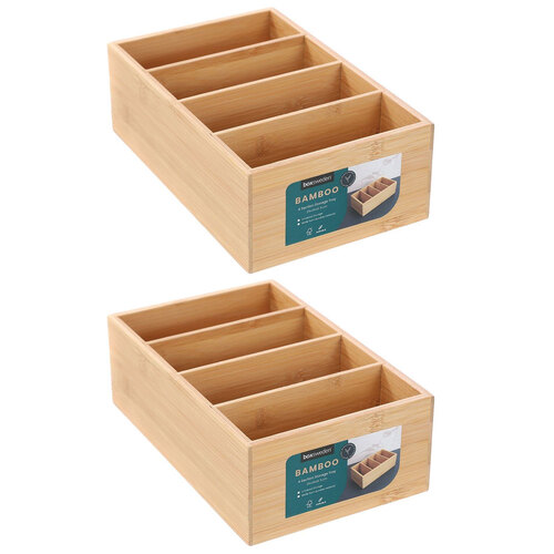 2PK Boxsweden 4-Section Bamboo 25x16cm Storage Tray
