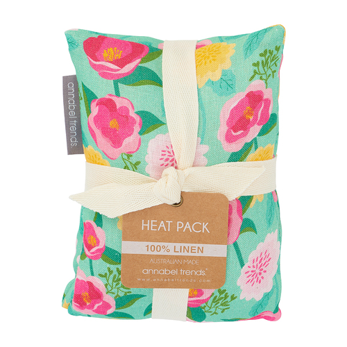 Annabel Trends 40x15cm Linen Heat Pillow - Camellias Mint