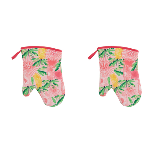2PK Annabel Trends Cotton Single Oven Mitt 18x26cm - Pink Banksia
