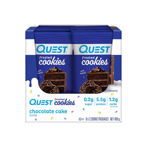 8x 2pc Quest Frosted Cookies Chocolate Cake Flavour 50g