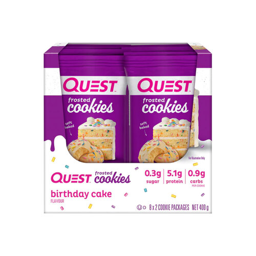 8x 2pc Quest Frosted Cookies Birthday Cake Flavour 50g