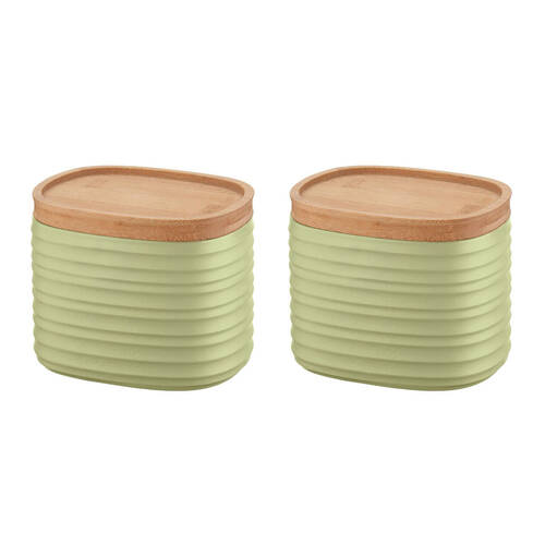 2PK Guzzini Earth Tierra Food Storage Container Jar w/ Lid 500ml Small Green