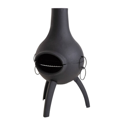 Charmate 50x96cm Chiminea Outdoor Folding Griller With Cutting Board Black