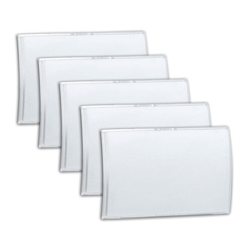 5x Durable 9cm Name Badge Click Fold w/ Combi Clip - White