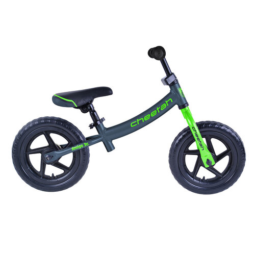 Cheetah Amigo Boys Jr 12 Inch Balance Bike Charcoal/Neon Green 2-4y