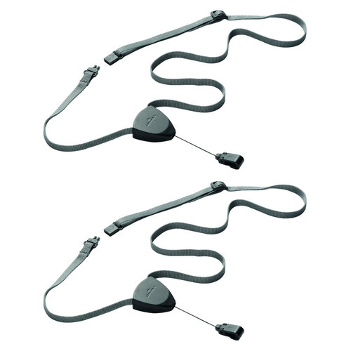 2x Durable 50cm Textile Lanyard Flex w/ Retractable Badge Grey/Black