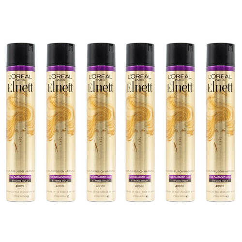 6PK Loreal Paris 296g/400ml Hairspray For Damaged Hair Strong Hold