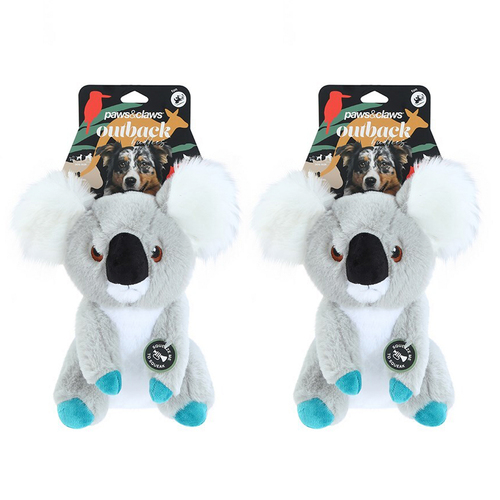 2x Paws & Claws Outback Buddies 26cm Koala Pet/Dog Toy
