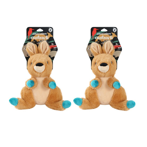 2x Paws & Claws Outback Buddies 30cm Kangaroo Pet/Dog Toy