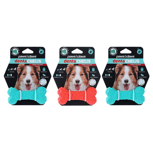 3PK Paws And Claws 9.6x4.5x2.5cm Denta Chews Bone Dog/Pet Toy