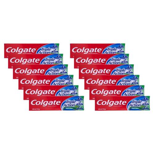 12PK Colgate Toothpaste Triple Action Mint Tube 154g Teeth Care
