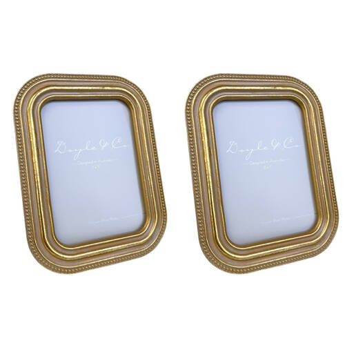 2PK SS Collective Gold Ridged Textured Beaded Rectangle Photo Frame 5x7