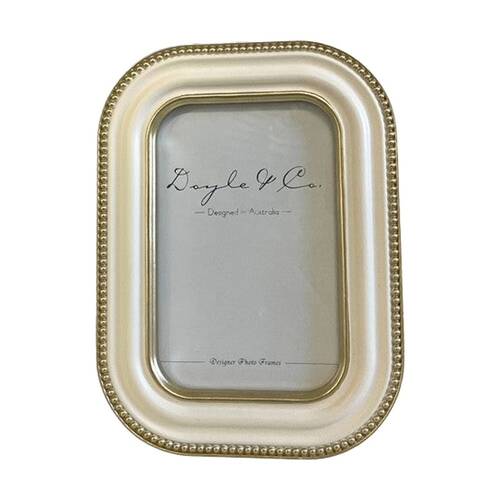 SS Collective Cream With Gold Beaded Textured Outline Photo Frame 5x7