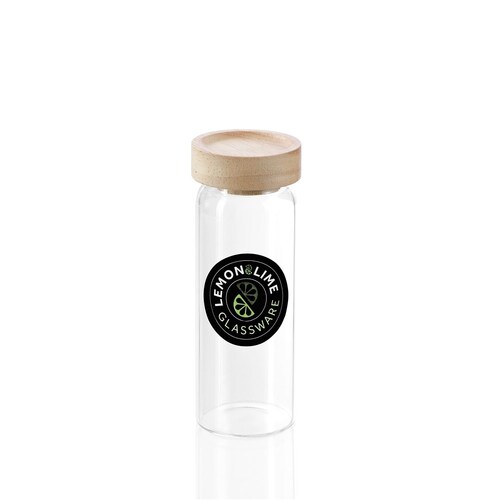 Lemon & Lime Woodend Beech 175ml/13.5cm Clear Glass Spice Jar w/ Lid