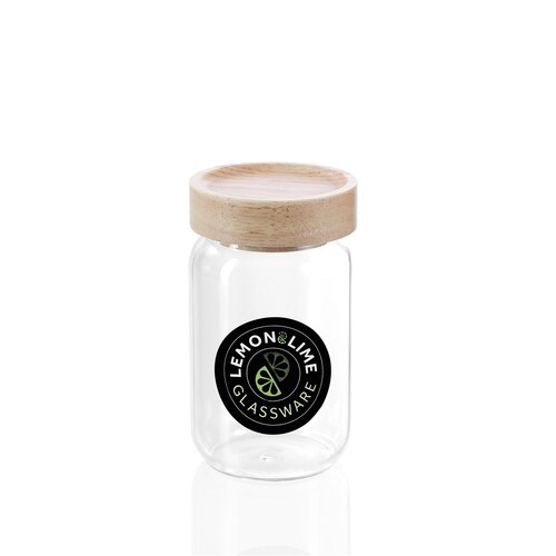 Lemon & Lime Woodend Beech 200ml/10.5cm Clear Glass Spice Jar w/ Lid