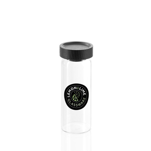 Lemon & Lime Woodend Black 175ml/13.5cm Glass Spice Jar Container Clear w/ Lid