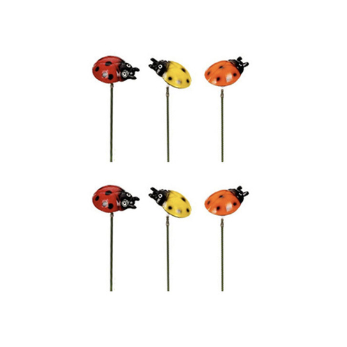12x Garden 31x4cm Ladybugs On Stick w/ Plant Pot Decor Small - Assorted