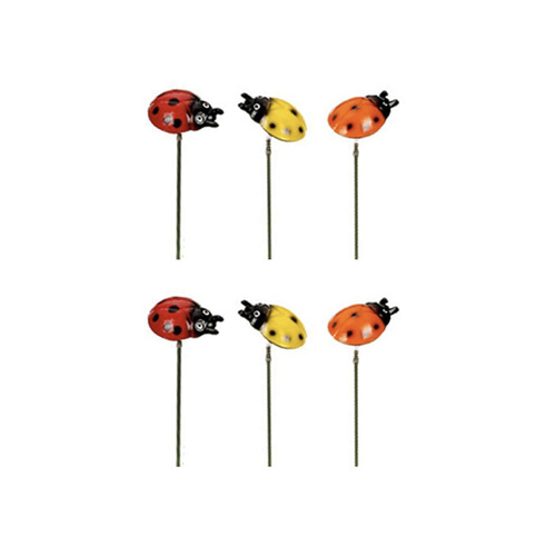 12x Garden 31x4cm Ladybugs On Stick w/ Plant Pot Decor Small - Assorted