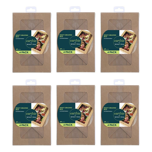 6x 4pc Lemon And Lime Eco Kraft Grazing Box 3L 25.5x15.5x8cm