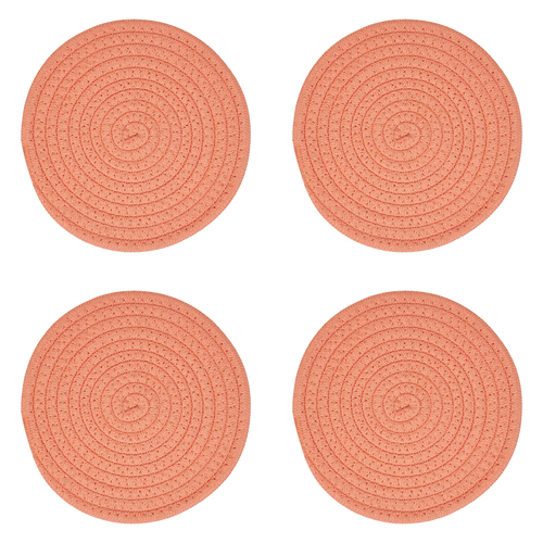 4PK Annabel Trends Rope Trivet Round 20cm Large - Coral