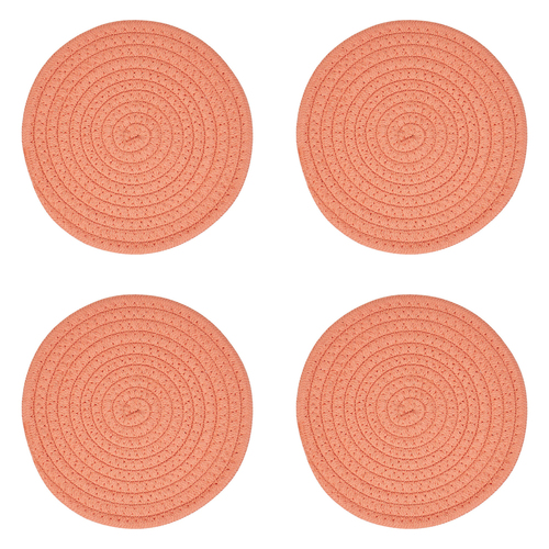 4PK Annabel Trends Rope Trivet Round 18.5cm Small - Coral