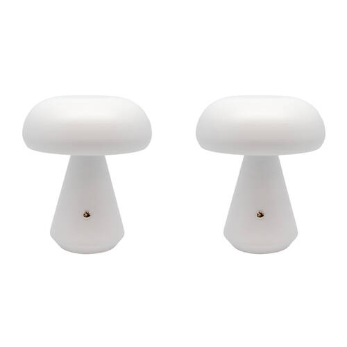 2PK Boyle Rechargeable LED Table Lamp Mushroom-Shaped 16x16x18cm White