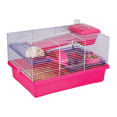 Rosewood Pico 50x29cm w/ Ladders & Tunnels Hamster/Mice Small Pet Cage Pink