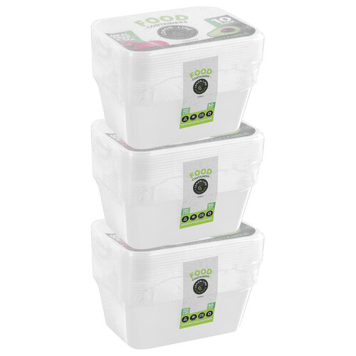 3x 10PK Lemon & Lime Reusable 1.5L Rectangle Food Container w/ Lid - Clear