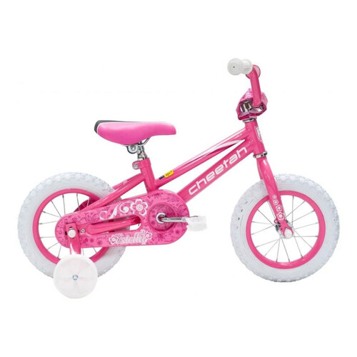 Cheetah Estella Girls 12 Inch Bike Gloss Pearl Pink/White 2-4y