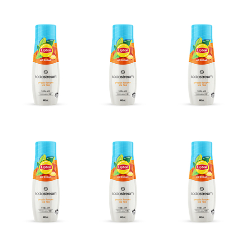 6PK SodaStream Lipton Ice Tea Soda Mix Peach No Sugar 440ml