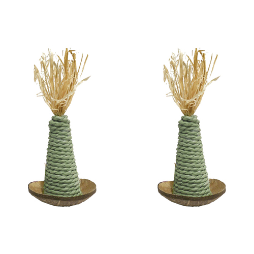2PK Rosewood Coconut Shell Wacky Wobblers Pet Scratch Toy Natural Assorted