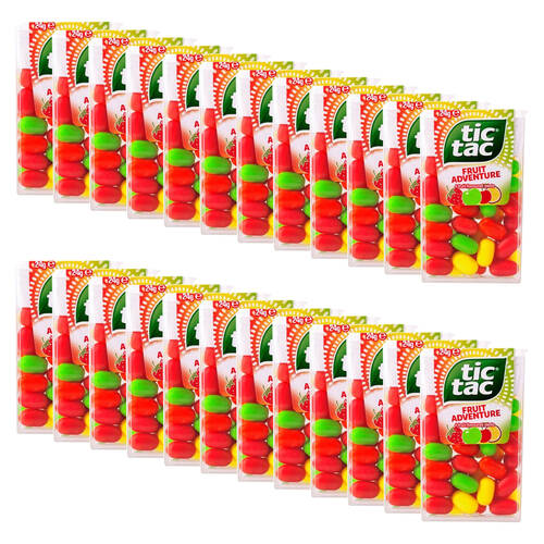 24PK Tic Tac On-The-Go Fruit-Flavoured Breath Mints Sweets 24g Fruit Adventure